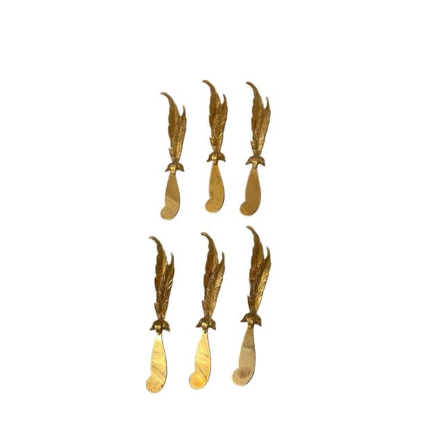 Mid 20th Century Set of 6 24k Gold Plated Feather Cheese Knives – Janis Collection by Jancraft | IdleHour