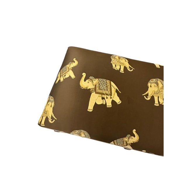 Mid 20th Century Silk Embroidered Elephant Print and Wood Frame Bench | IdleHour