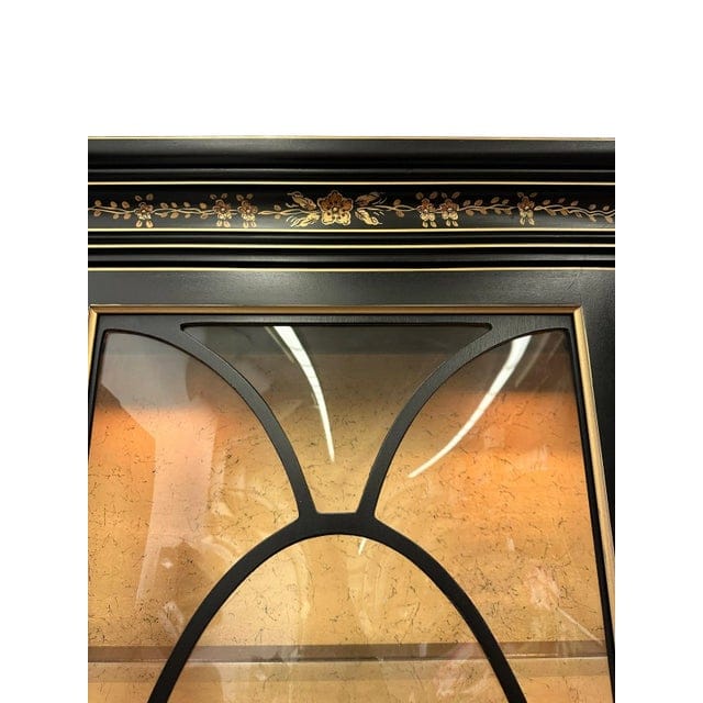 Mid 20th Century Vintage Black Lacquered Chinoiserie Bubble Glass Display Cabinet by Jasper Cabinet Company | IdleHour