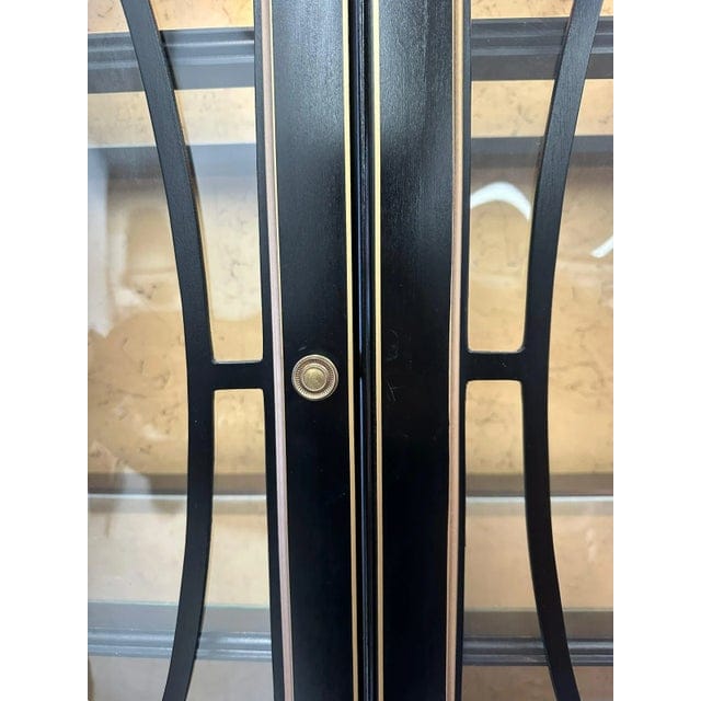 Mid 20th Century Vintage Black Lacquered Chinoiserie Bubble Glass Display Cabinet by Jasper Cabinet Company | IdleHour