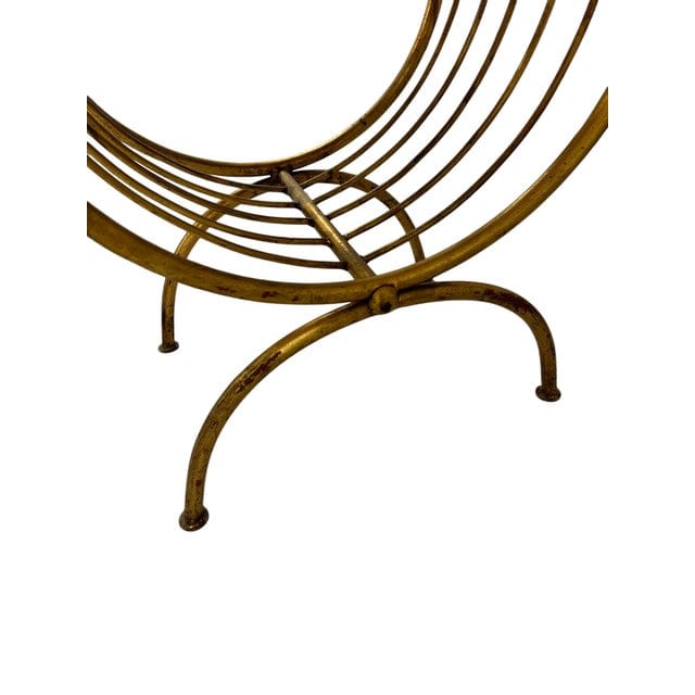 Mid-Century Hollywood Regency Gold Foil Gilt Curule Bench | IdleHour