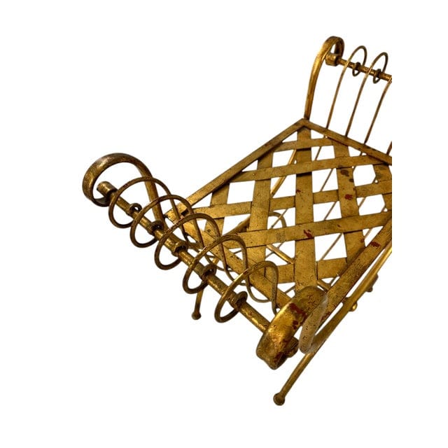 Mid-Century Hollywood Regency Gold Foil Gilt Curule Bench | IdleHour