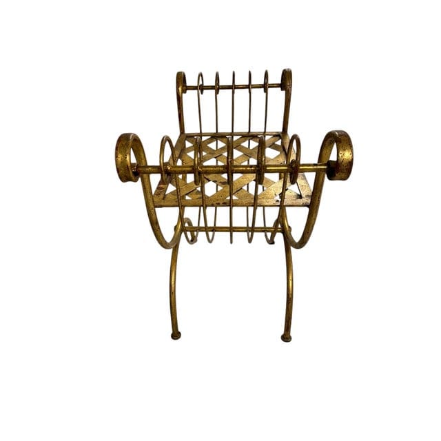 Mid-Century Hollywood Regency Gold Foil Gilt Curule Bench | IdleHour