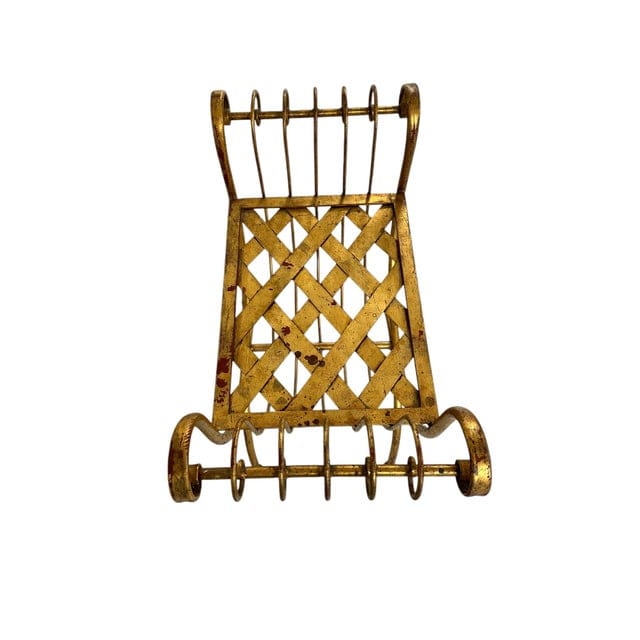 Mid-Century Hollywood Regency Gold Foil Gilt Curule Bench | IdleHour