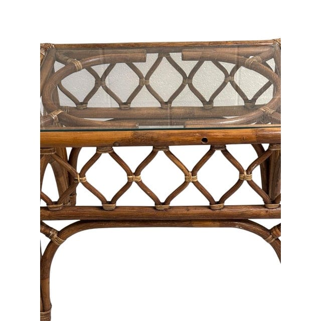 Mid-Century Rattan and Glass End Table | IdleHour