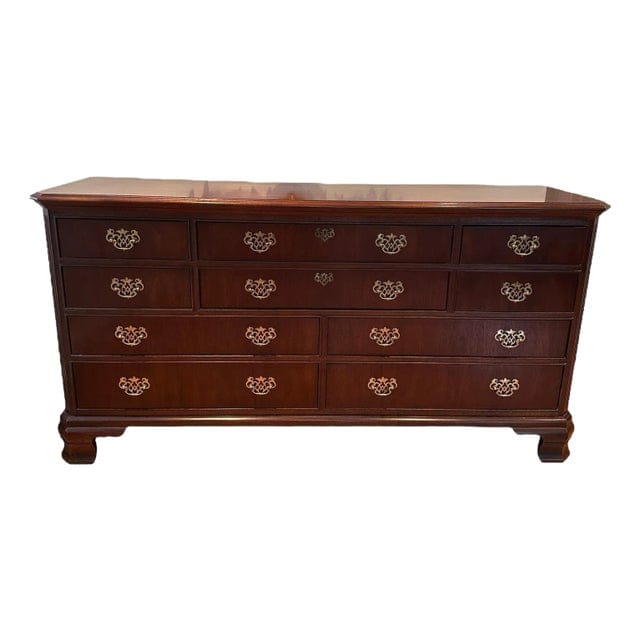 National Mount Airy Chippendale Solid Cherry Dresser With Brass Hardware | IdleHour