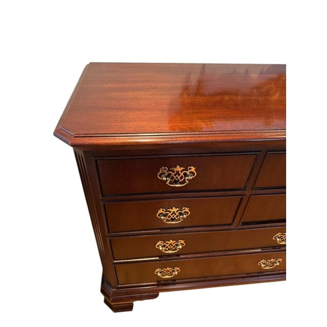 National Mount Airy Chippendale Solid Cherry Dresser With Brass Hardware | IdleHour