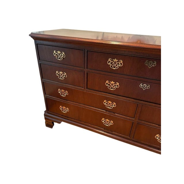 National Mount Airy Chippendale Solid Cherry Dresser With Brass Hardware | IdleHour