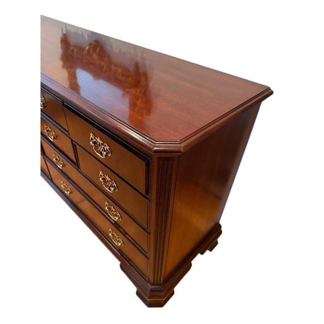 National Mount Airy Chippendale Solid Cherry Dresser With Brass Hardware | IdleHour