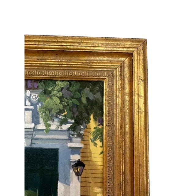 Original Line Tutwiler Oil Painting - Greek Revival Front Porch With Green Door | IdleHour