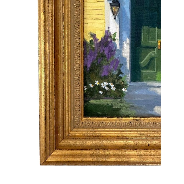 Original Line Tutwiler Oil Painting - Greek Revival Front Porch With Green Door | IdleHour