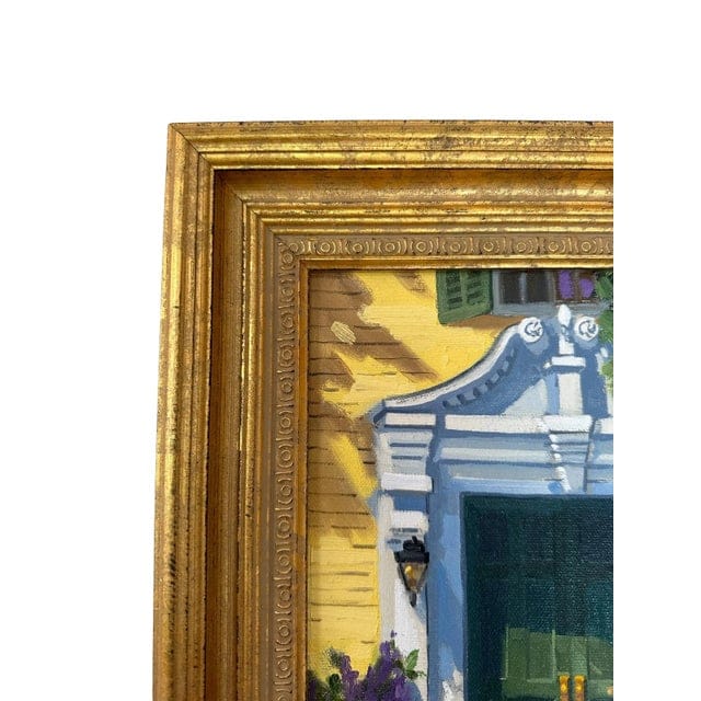 Original Line Tutwiler Oil Painting - Greek Revival Front Porch With Green Door | IdleHour