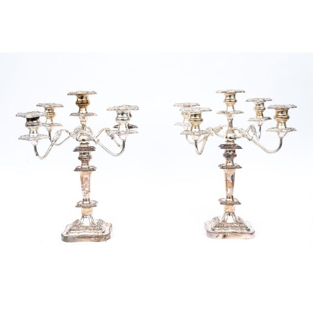 Pair of 19th Century Sheffield Silver Plate Five Candle Candelabrums | IdleHour