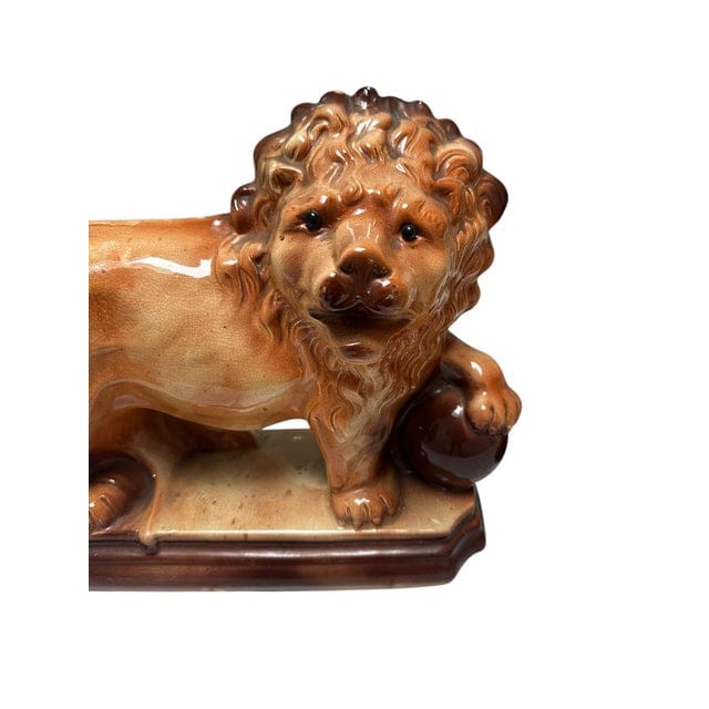 Pair of Antique Staffordshire Recumbent Lions | IdleHour
