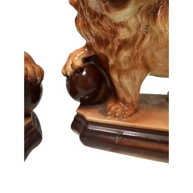 Pair of Antique Staffordshire Recumbent Lions | IdleHour