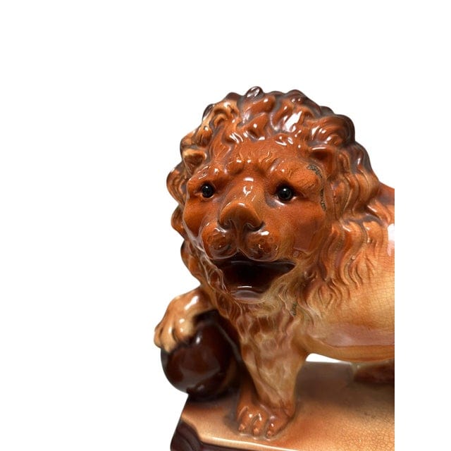Pair of Antique Staffordshire Recumbent Lions | IdleHour
