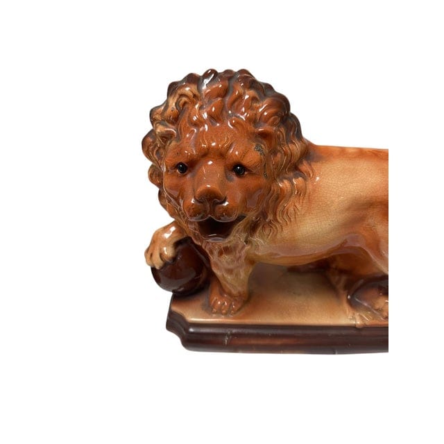 Pair of Antique Staffordshire Recumbent Lions | IdleHour