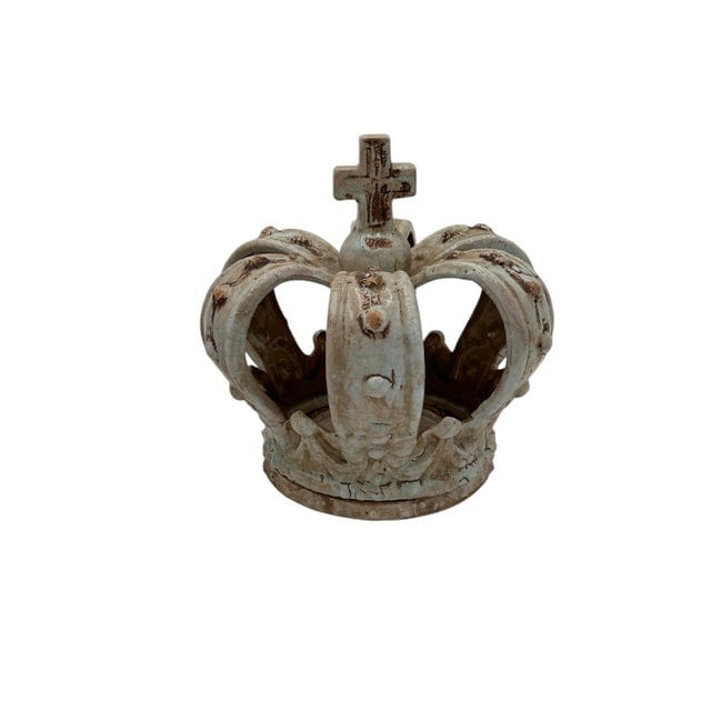 Pair of Cracked Glaze Crown Sculptures/Candle Holders | IdleHour