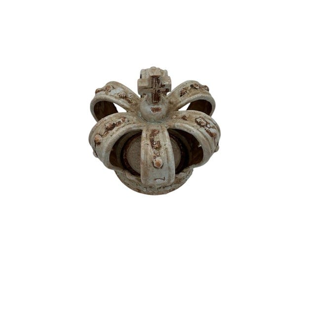 Pair of Cracked Glaze Crown Sculptures/Candle Holders | IdleHour