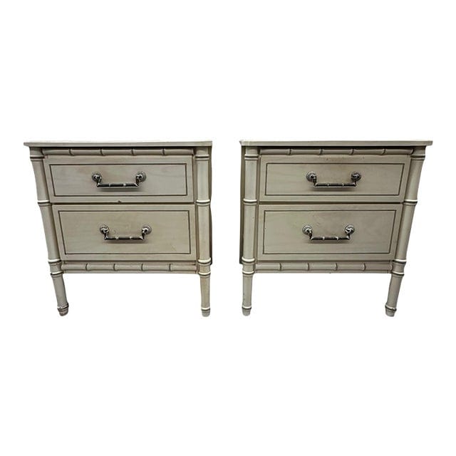 Pair of Cream Henry Link Faux Bamboo Nightstands | IdleHour