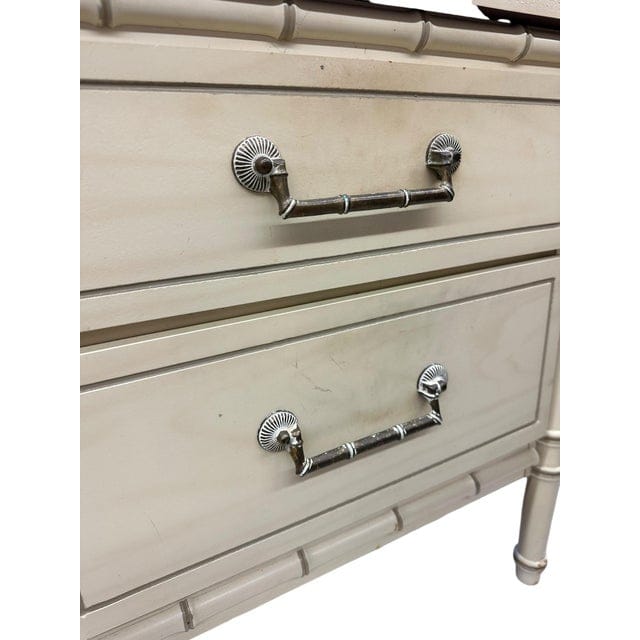 Pair of Cream Henry Link Faux Bamboo Nightstands | IdleHour