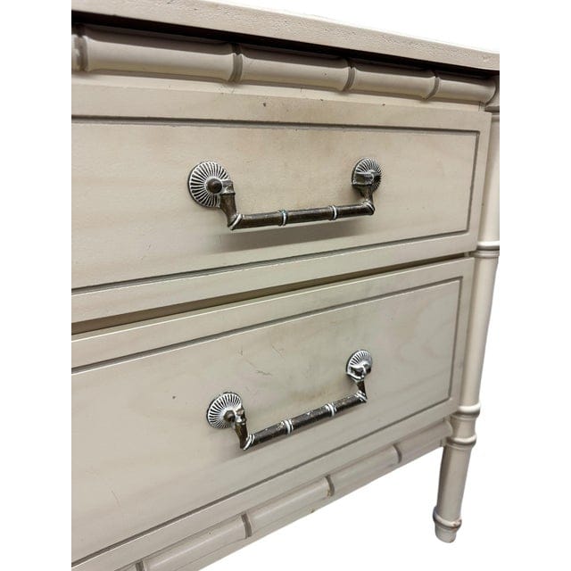 Pair of Cream Henry Link Faux Bamboo Nightstands | IdleHour