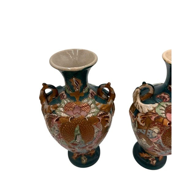 Pair of Early 20th Century Japanese Hand-Painted Satsuma Vases | IdleHour
