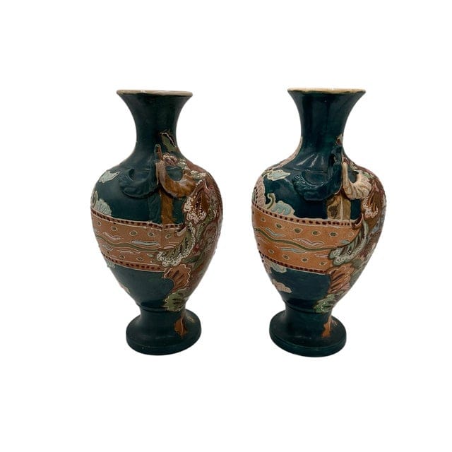 Pair of Early 20th Century Japanese Hand-Painted Satsuma Vases | IdleHour