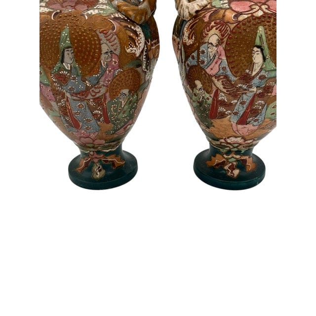 Pair of Early 20th Century Japanese Hand-Painted Satsuma Vases | IdleHour