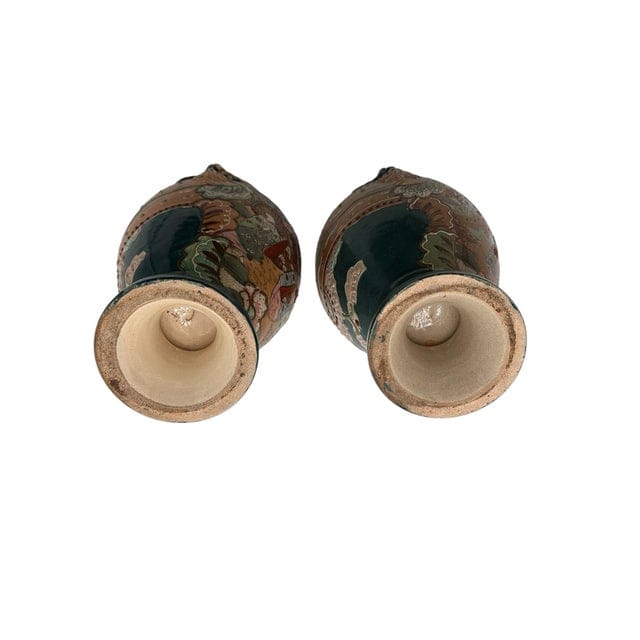 Pair of Early 20th Century Japanese Hand-Painted Satsuma Vases | IdleHour
