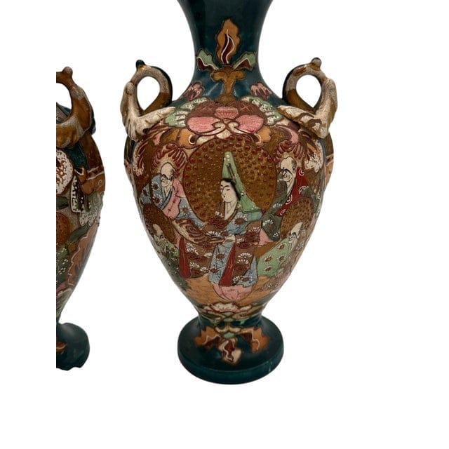 Pair of Early 20th Century Japanese Hand-Painted Satsuma Vases | IdleHour