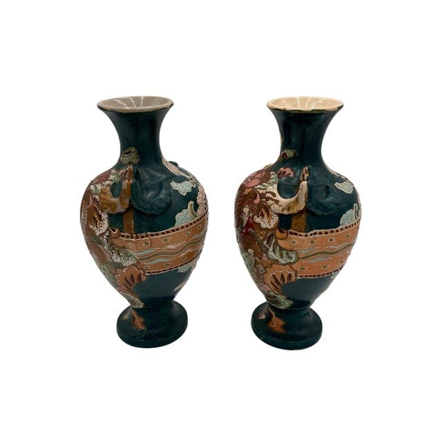 Pair of Early 20th Century Japanese Hand-Painted Satsuma Vases | IdleHour