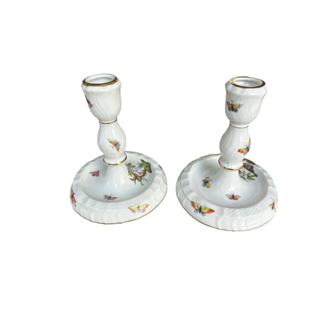 Pair of Herend Rothschild Bird Candlestick Holders | IdleHour