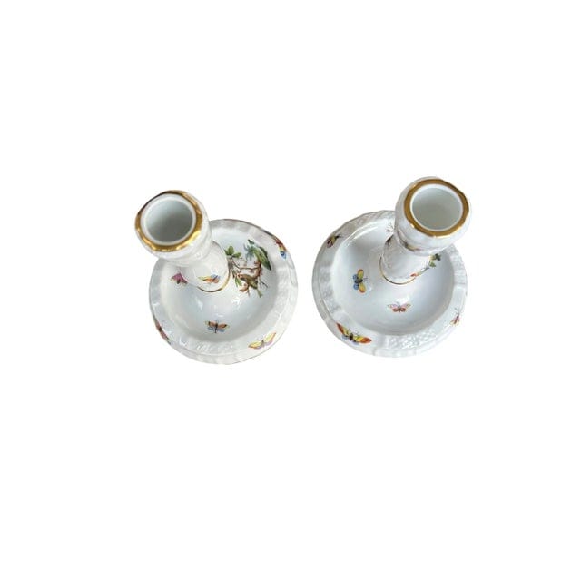 Pair of Herend Rothschild Bird Candlestick Holders | IdleHour