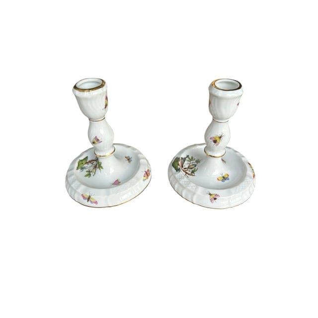 Pair of Herend Rothschild Bird Candlestick Holders | IdleHour