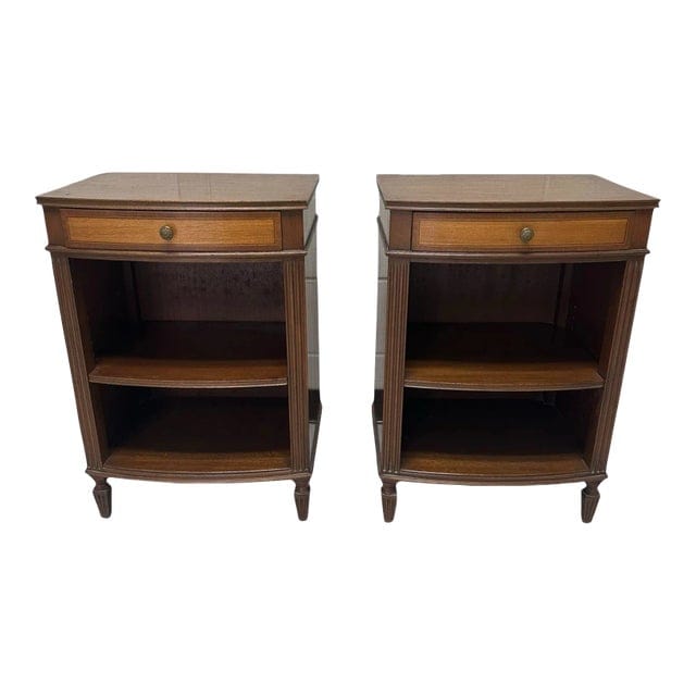 Pair of Kittinger Georgian Style Bowfront Nightstands | IdleHour