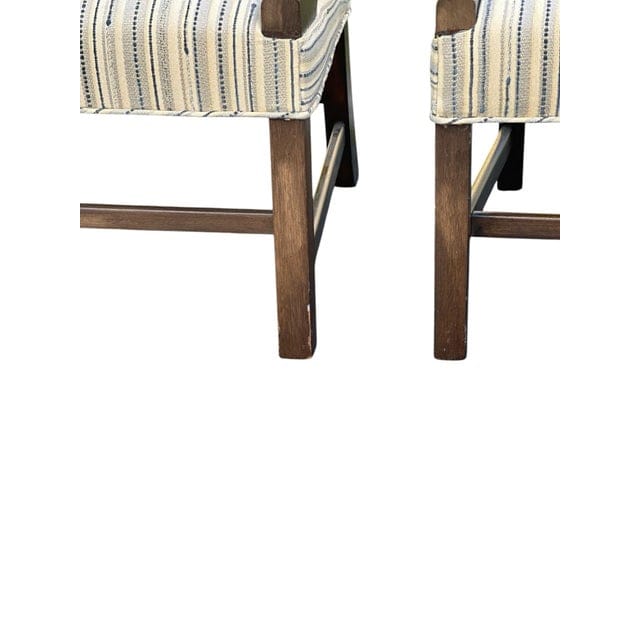 Pair of Late 20th Century Custom Upholstered Chippendale Style Vintage Armchairs With Two Matching Cushions | IdleHour