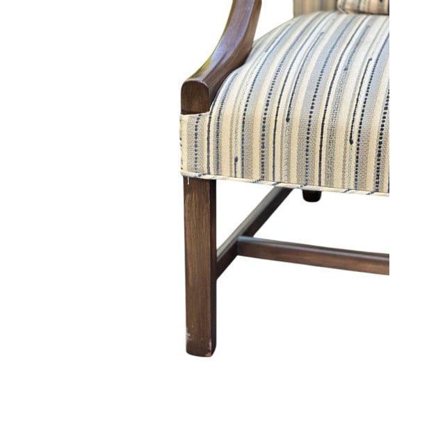 Pair of Late 20th Century Custom Upholstered Chippendale Style Vintage Armchairs With Two Matching Cushions | IdleHour