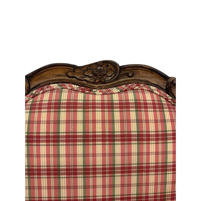 Pair of Late 20th Century French Country Louis XV Arm Chairs With Plaid Upholstery | IdleHour