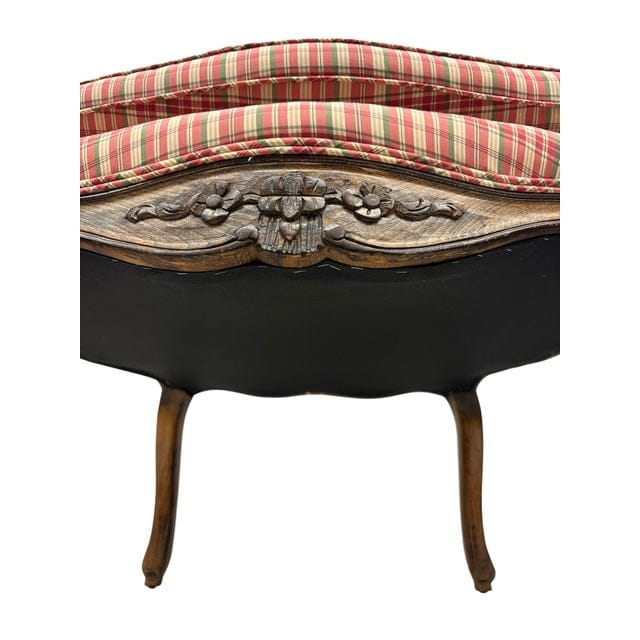 Pair of Late 20th Century French Country Louis XV Arm Chairs With Plaid Upholstery | IdleHour