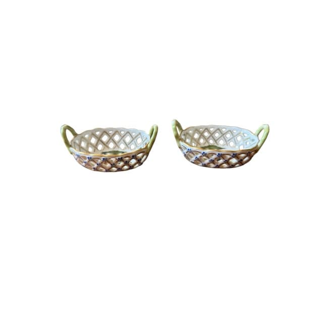 Pair of Late 20th Century Herend Rothschild 24k Gold Pierced Nut Dishes | IdleHour