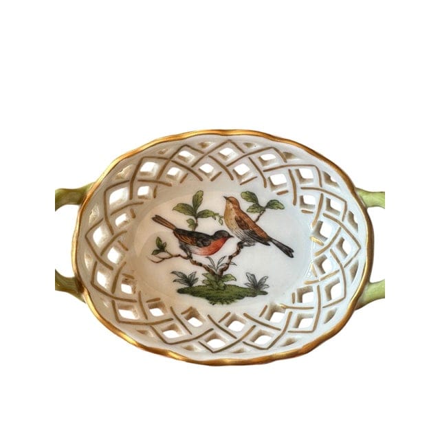 Pair of Late 20th Century Herend Rothschild 24k Gold Pierced Nut Dishes | IdleHour