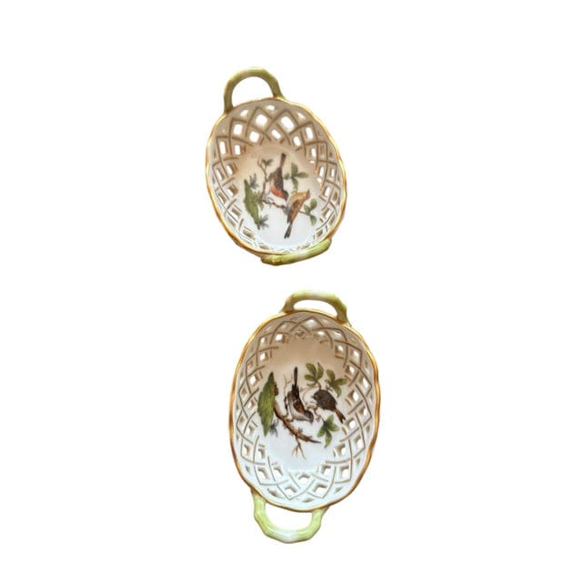 Pair of Late 20th Century Herend Rothschild 24k Gold Pierced Nut Dishes | IdleHour