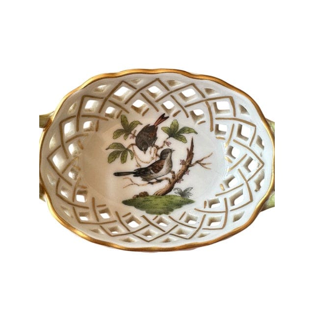 Pair of Late 20th Century Herend Rothschild 24k Gold Pierced Nut Dishes | IdleHour