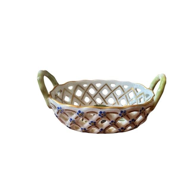 Pair of Late 20th Century Herend Rothschild 24k Gold Pierced Nut Dishes | IdleHour