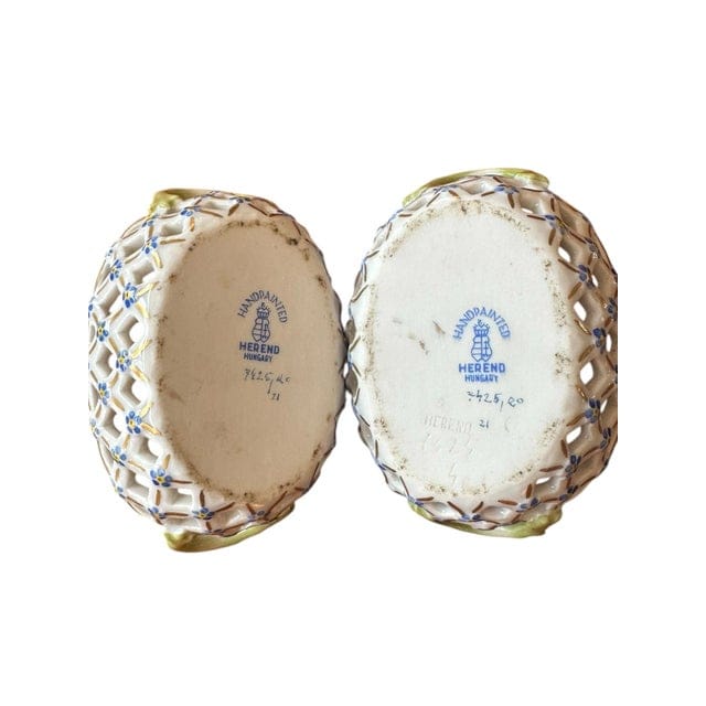 Pair of Late 20th Century Herend Rothschild 24k Gold Pierced Nut Dishes | IdleHour