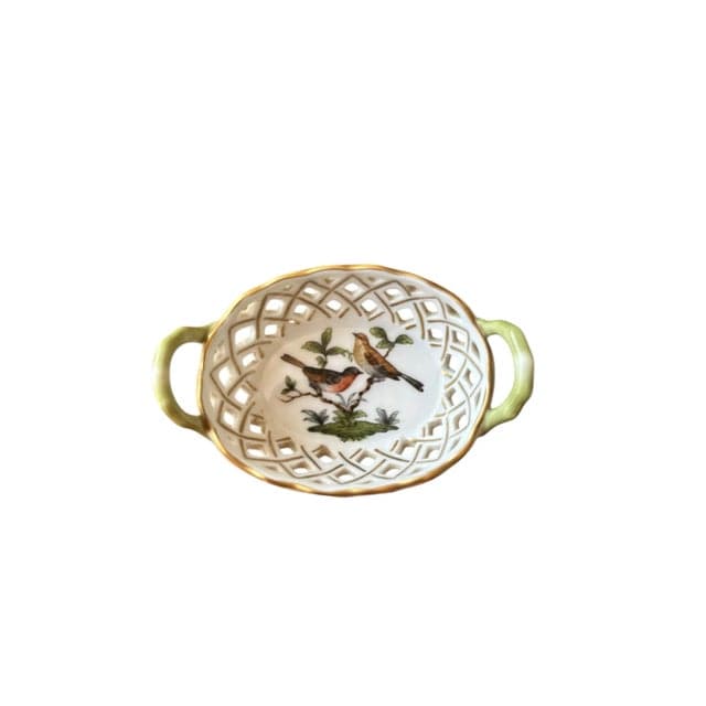 Pair of Late 20th Century Herend Rothschild 24k Gold Pierced Nut Dishes | IdleHour
