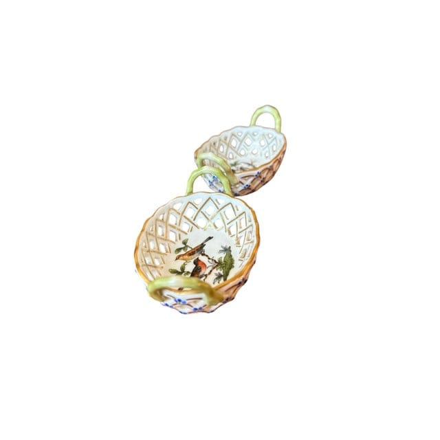 Pair of Late 20th Century Herend Rothschild 24k Gold Pierced Nut Dishes | IdleHour