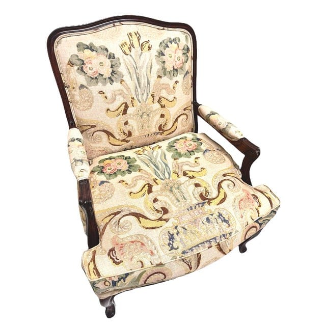 Pair of Late 20th Century Louis XV Linen Bergère Chairs Upholstered by Jon Paul Shriever | IdleHour
