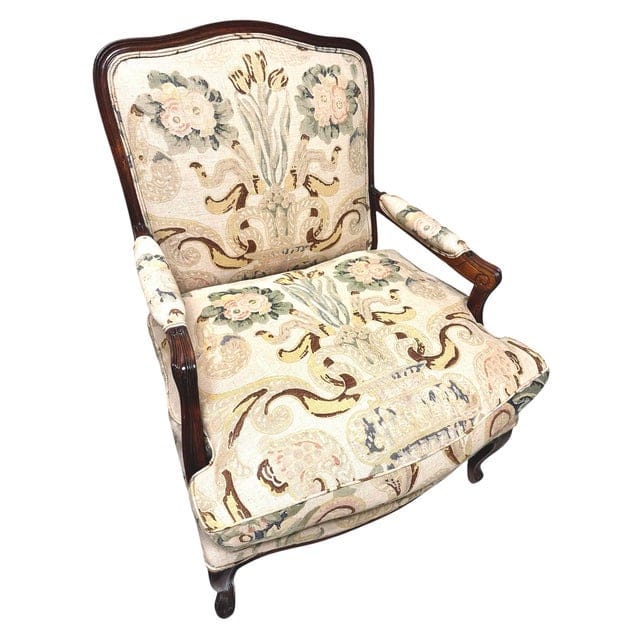Pair of Late 20th Century Louis XV Linen Bergère Chairs Upholstered by Jon Paul Shriever | IdleHour